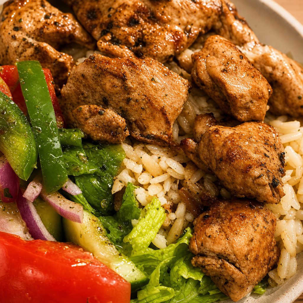 Chicken Souvlaki Platter.