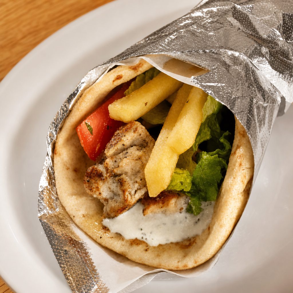 Pork Souvlaki Sandwich.