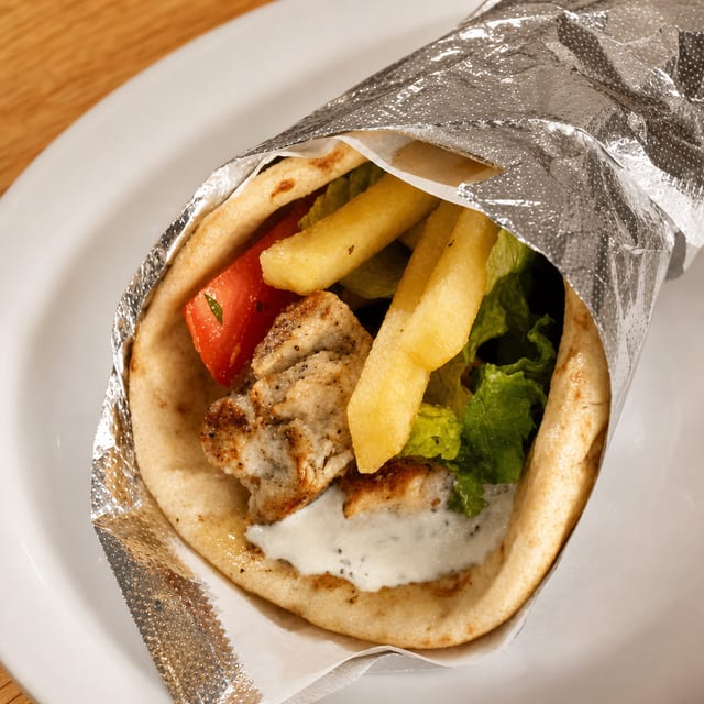 Pork Souvlaki Sandwich.