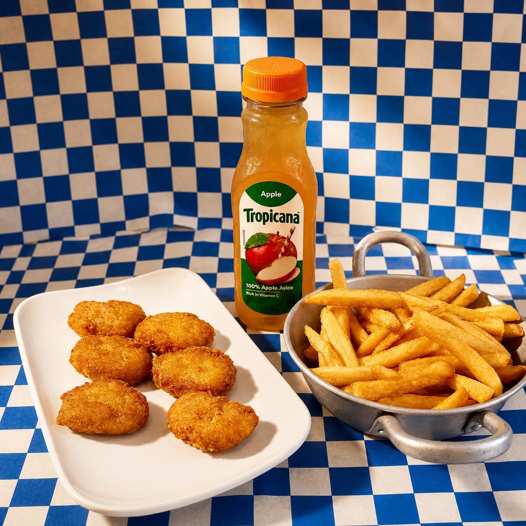 6 Chicken Nuggets With Fries & Juice.